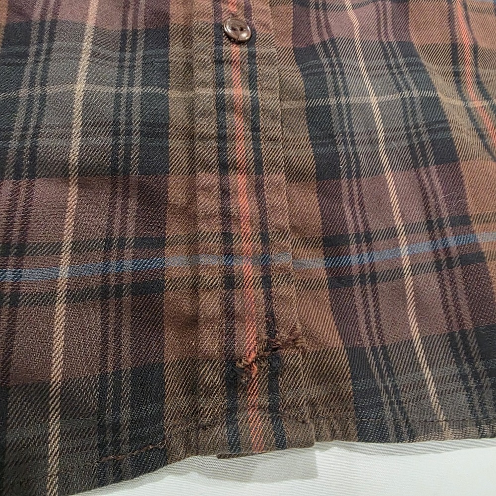 Vintage Lauren Ralph Lauren Womens Button Up Top Size Medium Plaid Neutral Brown - Picture 3 of 7